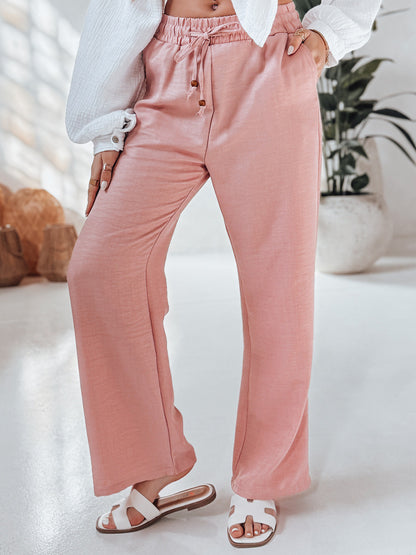 Ladies Comfortable linen pants with elastic waistband and side pockets Chic and Style