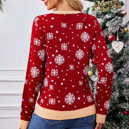 Pullover de Noël pour femmes avec motif amusant de Santa et bonhomme de neige Chic und Stil