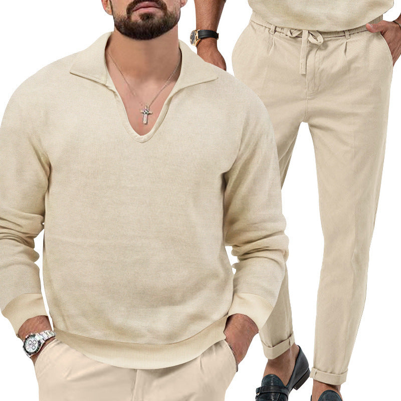 Comfortable pullover for men with V-neck and elegant pants combination Chic and Style