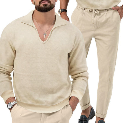 Comfortable pullover for men with V-neck and elegant pants combination Chic and Style