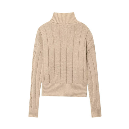Pull en tricot à col montant et fermeture éclair pour femmes Chic und Stil
