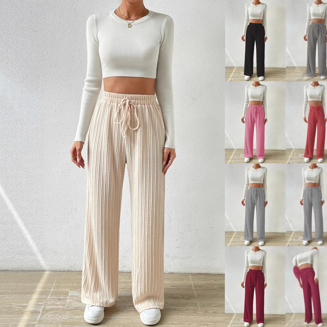 Ladies Comfortable Fabric Pants with Textured Surface Chic and Style