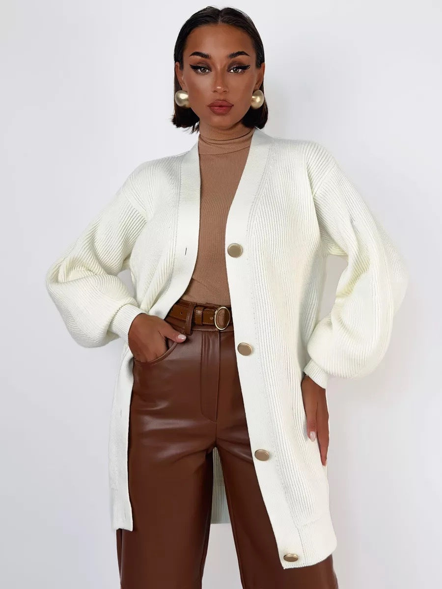 Cardigan en grosse maille pour femmes avec détails de boutons Chic und Stil
