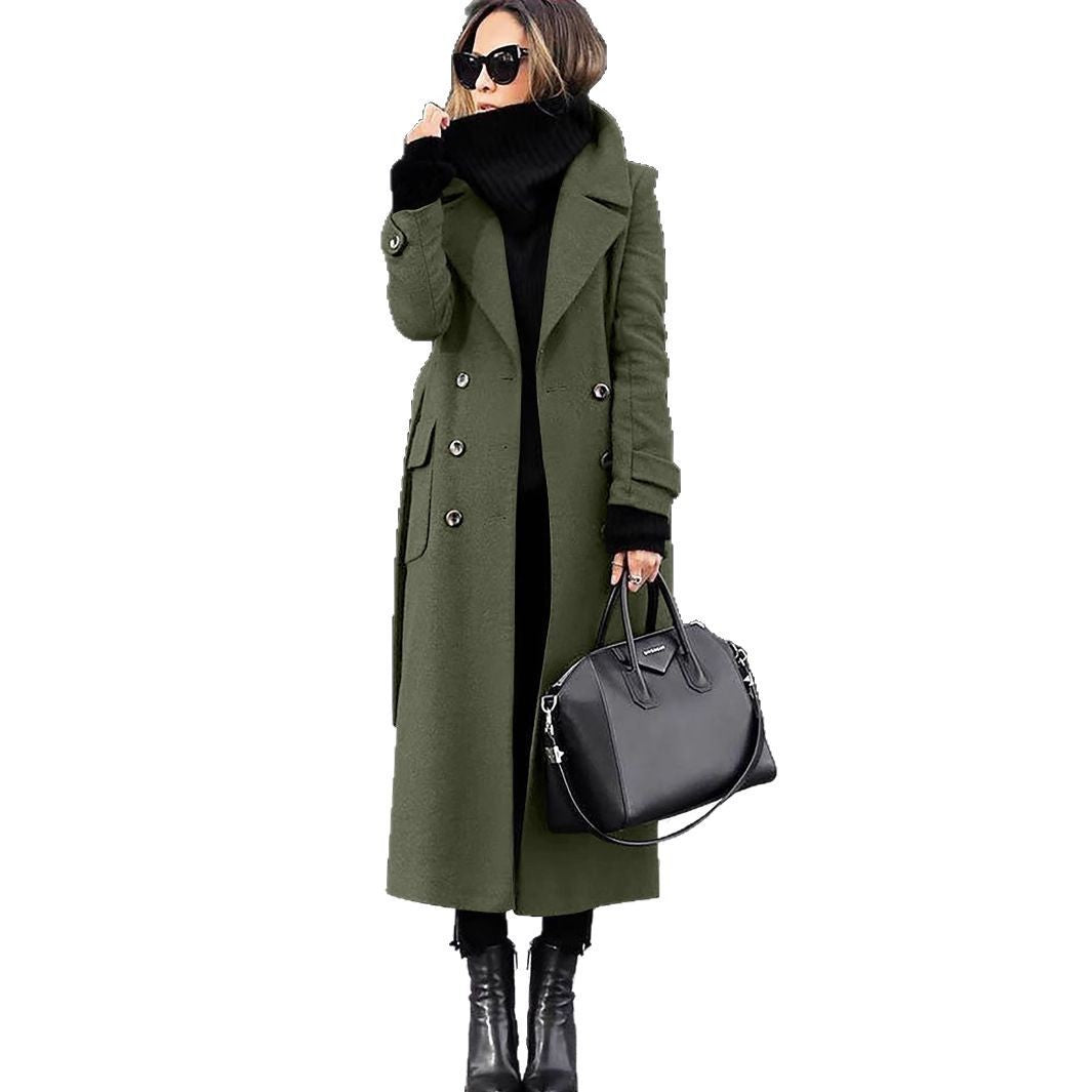 Ladies Classic Double-Breasted Wool Coat Chic and Style