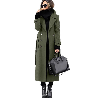 Ladies Classic Double-Breasted Wool Coat Chic and Style