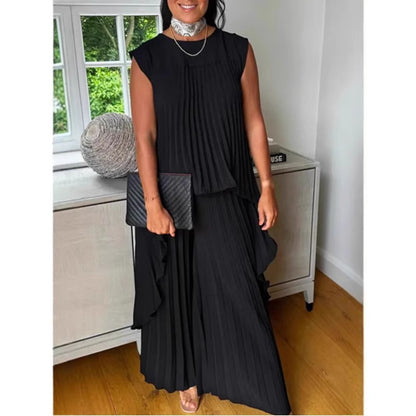 Robe maxi plissée pour femmes avec coupe élégante et silhouette fluide Chic und Stil