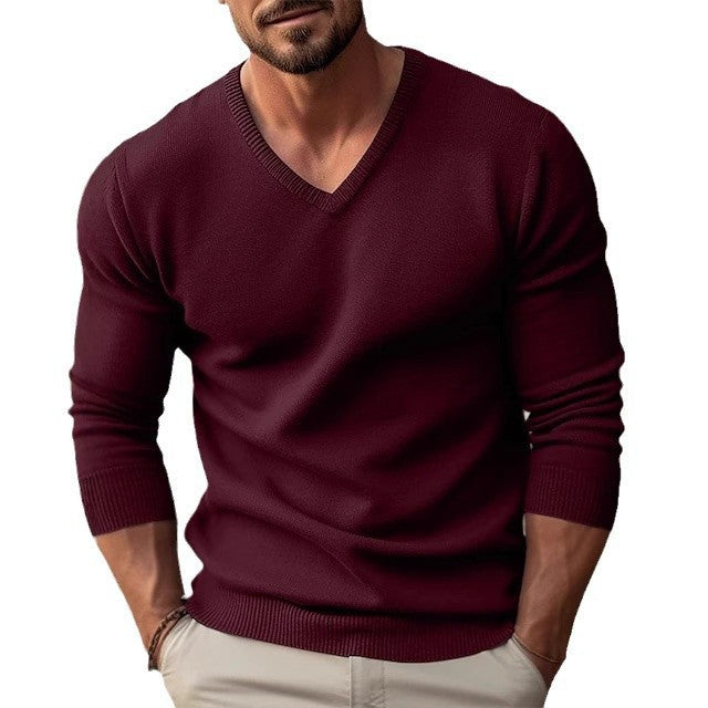 Pull homme élégant à col en V en coton de haute qualité Chic und Stil