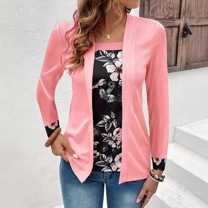 Dames Élégante et décontractée Longue veste avec design floral Chic und Stil
