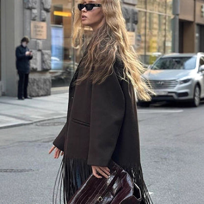 Manteau surdimensionné pour femmes avec franges Chic & Stil