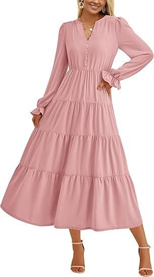Robe maxi à manches longues pour femmes avec volants Chic und Stil