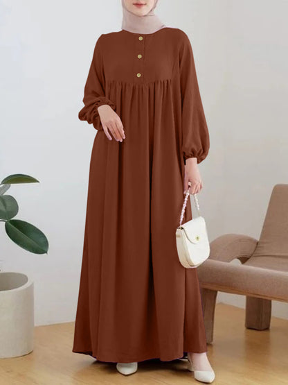Robe maxi légère pour femme avec boutonnage confortable et élégantes manches bouffantes Chic und Stil