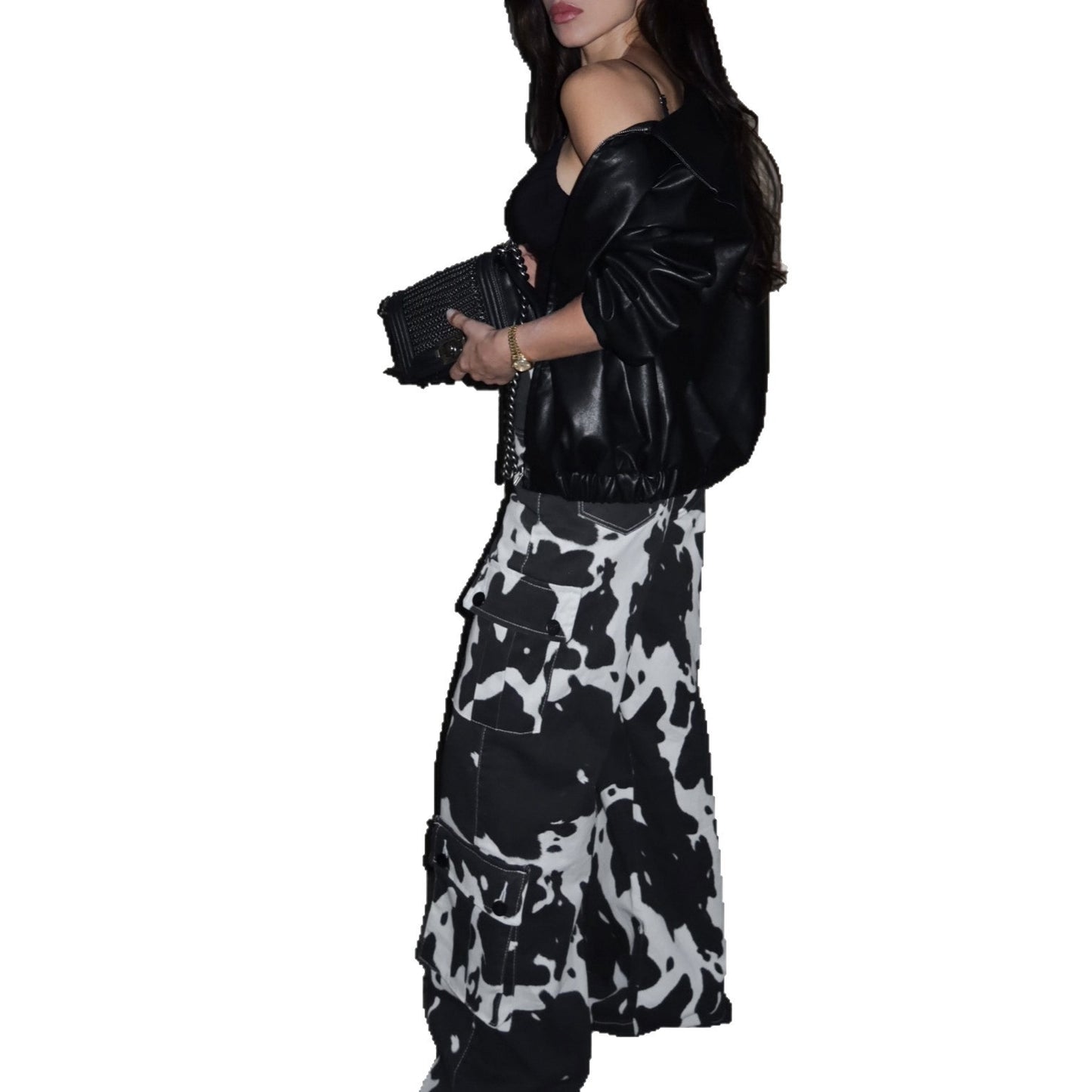 Women's cargo pants with a unique animal print Chic and Style