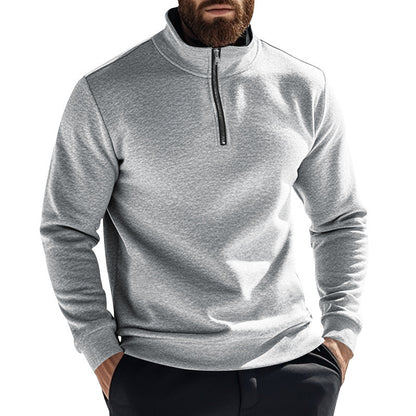 Men's fleece pullover with high collar and half zipper chic and style