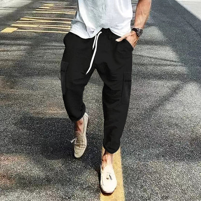Pantalon cargo décontracté pour hommes avec taille ajustable et poches latérales pratiques Chic und Stil