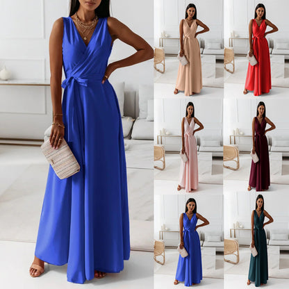 Robe maxi pour femmes avec look d'enveloppement et décolleté en V profond Chic und Stil