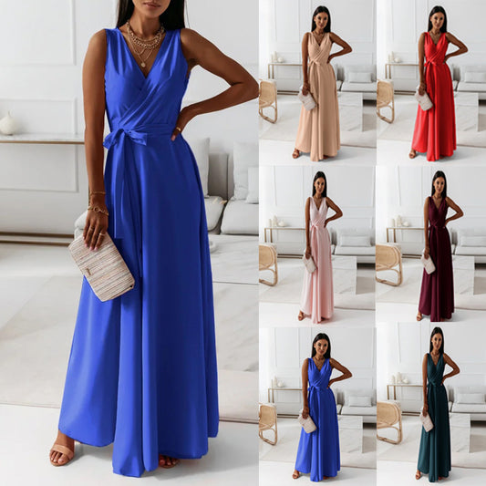 Robe maxi pour femmes avec look d'enveloppement et décolleté en V profond Chic und Stil