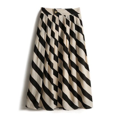 Jupe maxi plissée pour femmes avec design rayé Chic und Stil