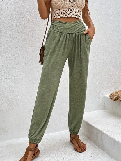 Chic and Style high-waisted elegant leisure pants for women with side pockets
