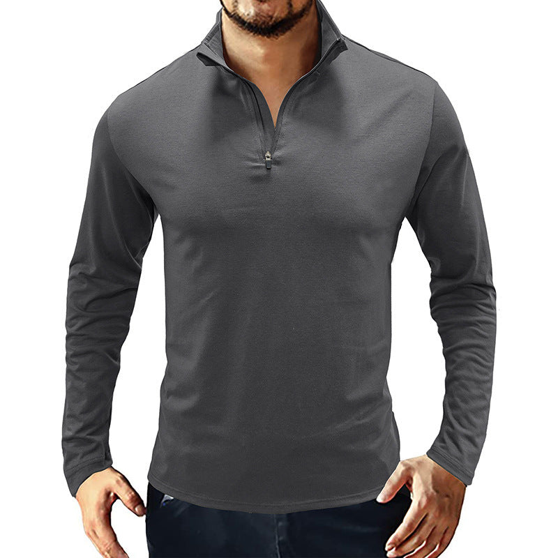 Functional T-shirt for men with high collar and half-zip Chic und Stil