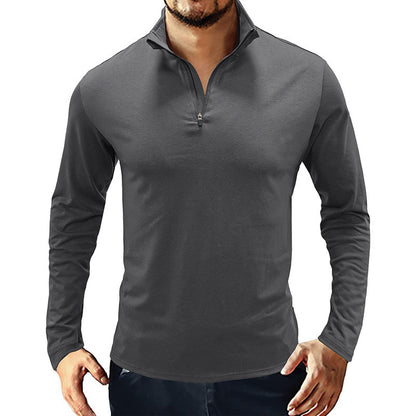Functional T-shirt for men with high collar and half-zip Chic und Stil