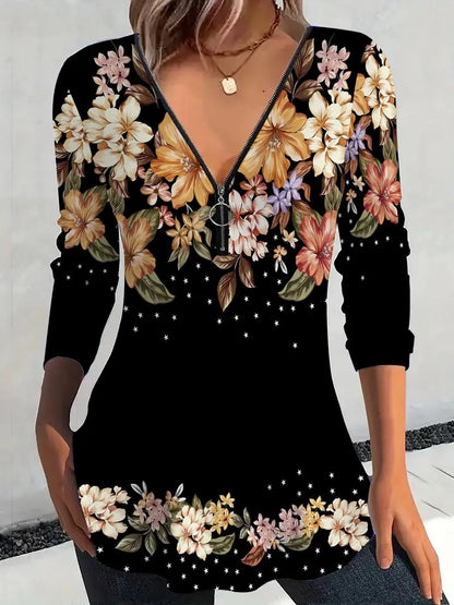 Chemisier femme avec imprimé floral et fermeture éclair Chic und Stil