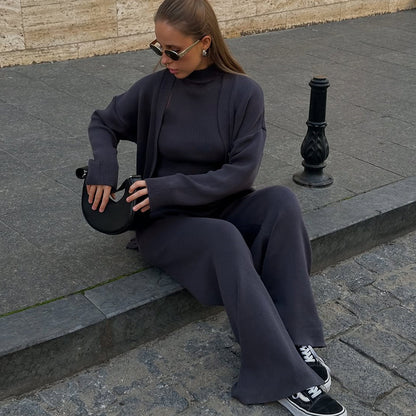 Dames confortable ensemble en tricot avec cardigan Chic und Stil
