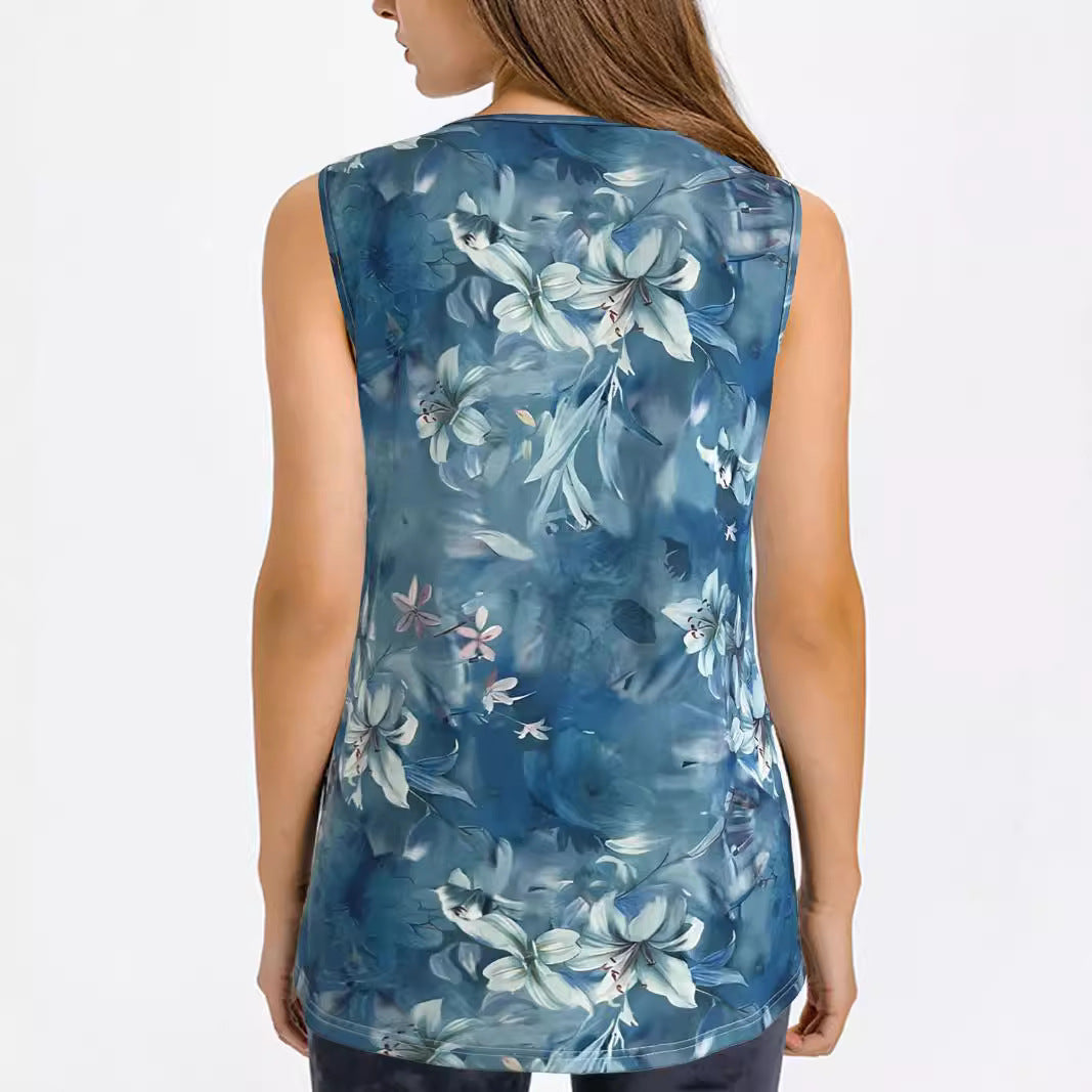 Chemise sans manches pour femmes avec imprimé floral et matériau respirant Chic und Stil