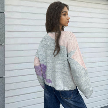 Pull créatif pour femmes en tricot avec décolleté asymétrique et design coloré Chic und Stil