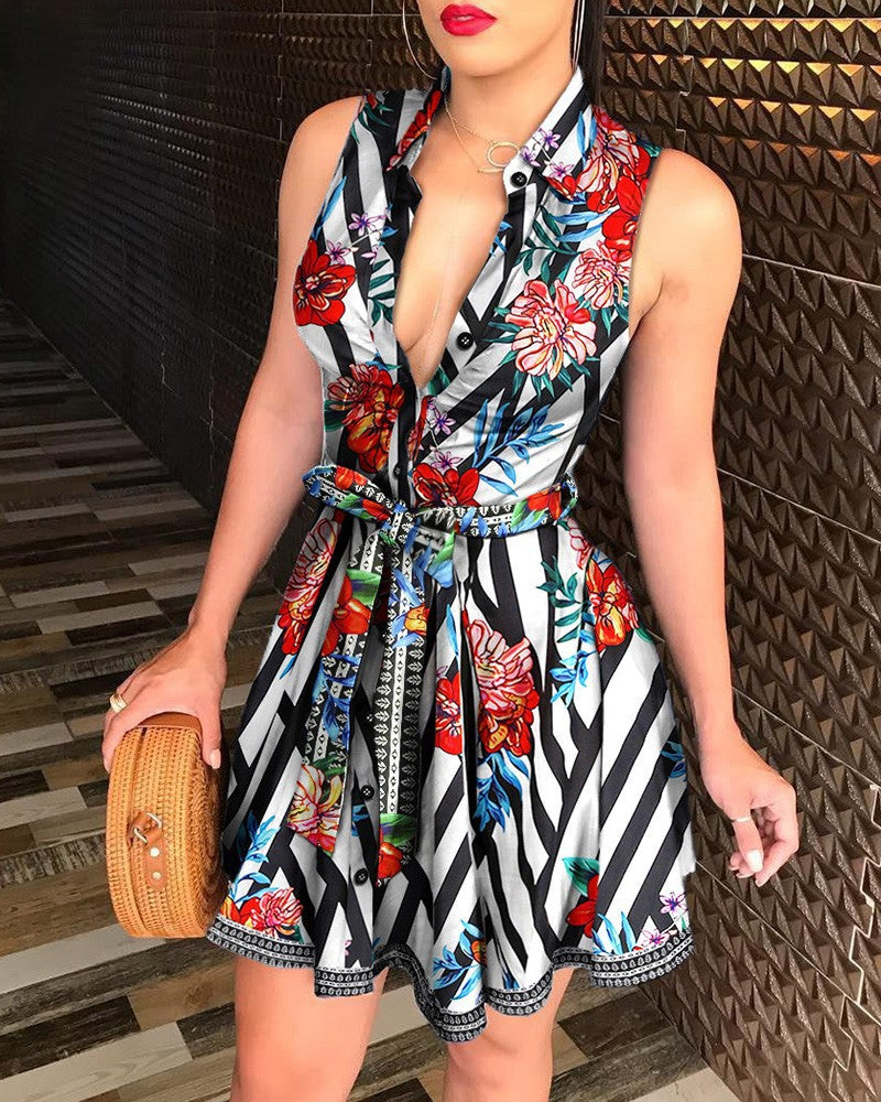 Dames Robe chemise mini stylée Chic und Stil