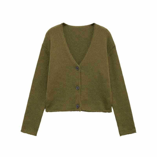 Dames cardigan décontracté avec décolleté en V et détails de boutons Chic und Stil