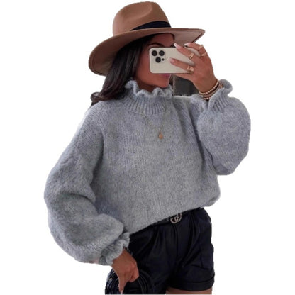 Pull-over à col roulé douillet pour femmes avec des manches larges et un design structuré Chic und Stil
