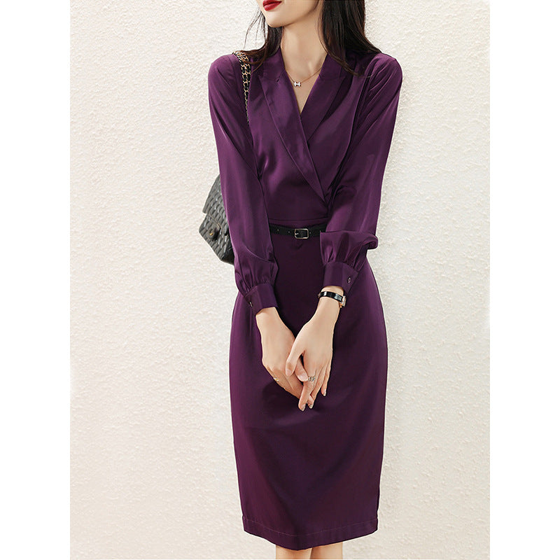 Robe élégante à manches longues pour femmes avec ceinture Chic und Stil