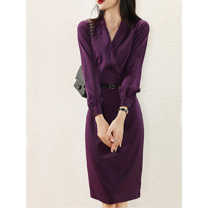 Robe élégante à manches longues pour femmes avec ceinture Chic und Stil