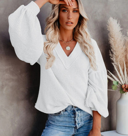 Blouse à structure gaufrée pour dames avec manches larges Chic und Stil