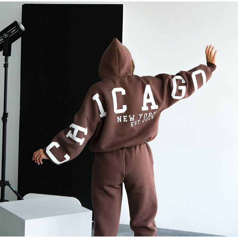 Dames Ensemble de sweat-shirt oversize décontracté avec capuche et taille élastique Chic und Stil