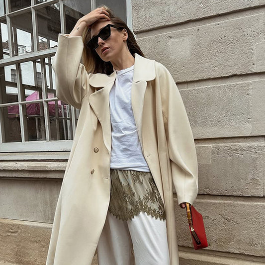 Dames Élégante Veste Oversized en Laine Chic und Stil