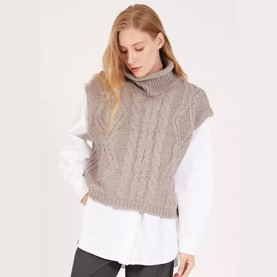 Pull en tricot tendance pour femmes avec col haut et motif en torsades Chic und Stil