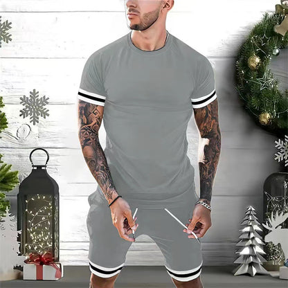 Men's Sporty Comfort Fit Round Neck T-shirt and Shorts Chic Set