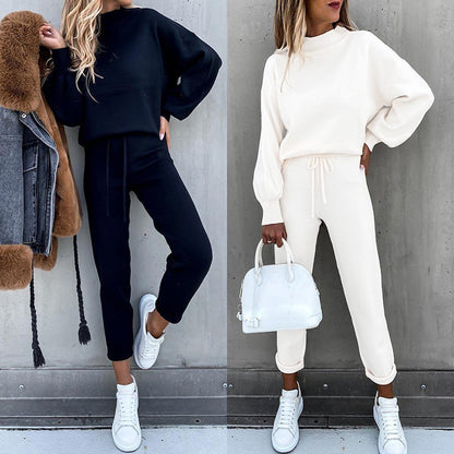 Ensemble de pull décontracté et élégant pour femmes avec col montant Chic und Stil