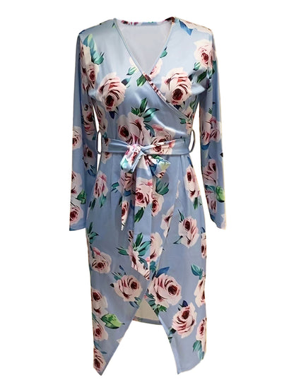 Robe portefeuille pour femmes avec motif floral et fente latérale Chic und Stil