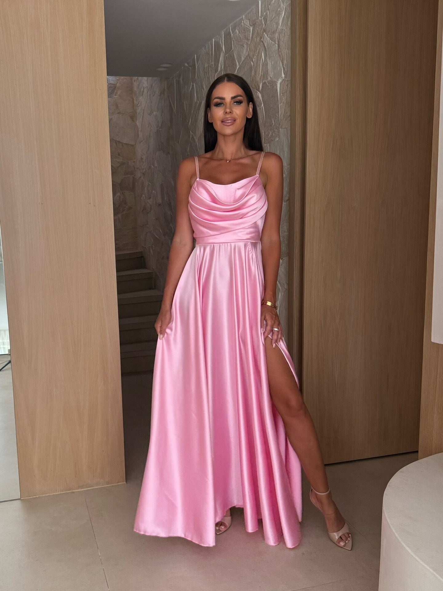 Dames Élégant Robe de Soirée en Satin Chic und Stil