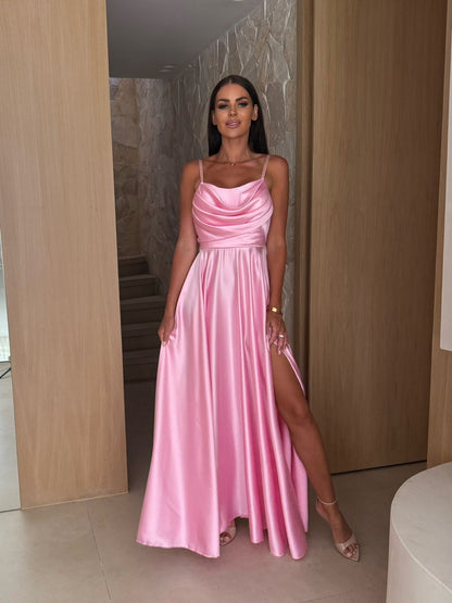 Dames Élégant Robe de Soirée en Satin Chic und Stil