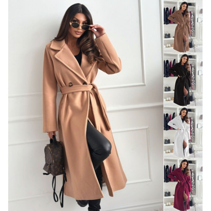 Dames élégant trench-coat cintré avec col fermé et ceinture Chic und Stil