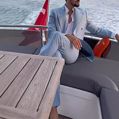 Costume élégant pour hommes à double boutonnage avec un motif à rayures Chic und Stil