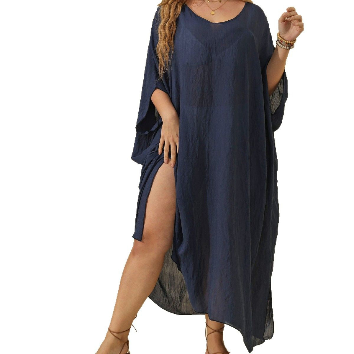 Dames Robe de Plage Légère Off-Shoulder Chic und Stil
