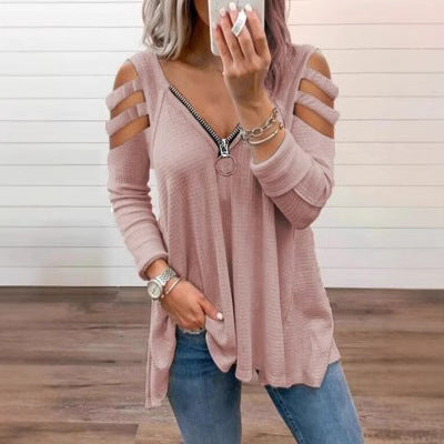 Dames pull en tricot avec des manches à découpes tendance Chic und Stil
