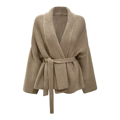 Dames gros tricot cardigan avec ceinture et coupe ample Chic und Stil