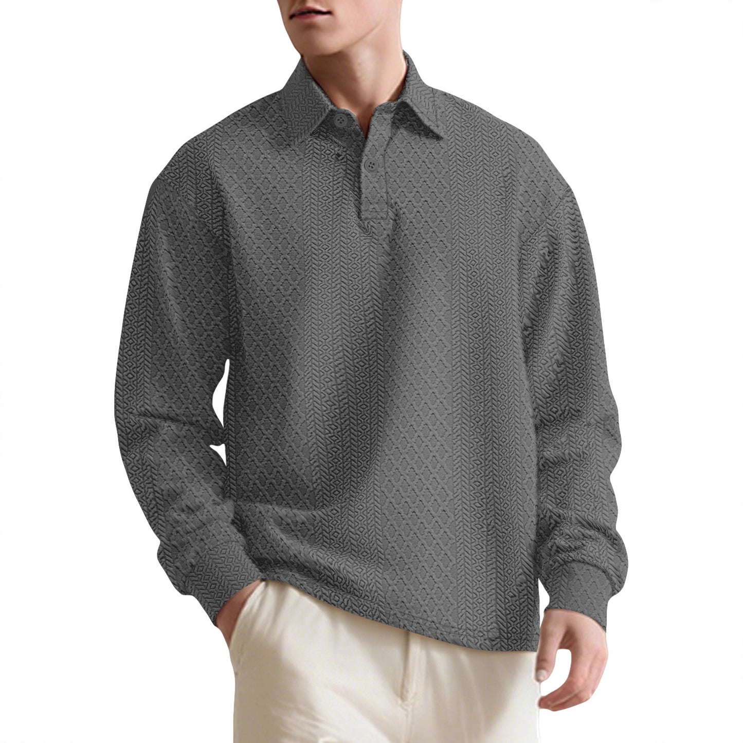 Chemise à manches longues pour hommes avec surface texturée et élégante patte de boutonnage Chic und Stil