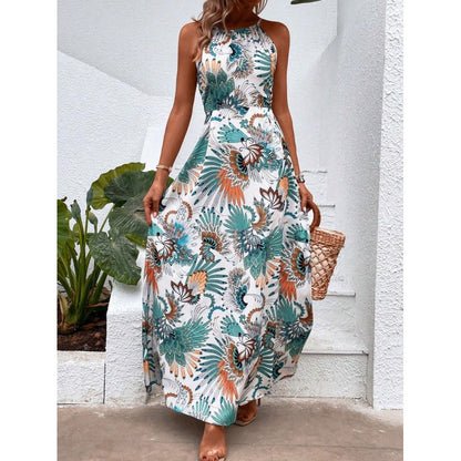 Dames Collier Fleurs Robe Maxi Chic und Stil
