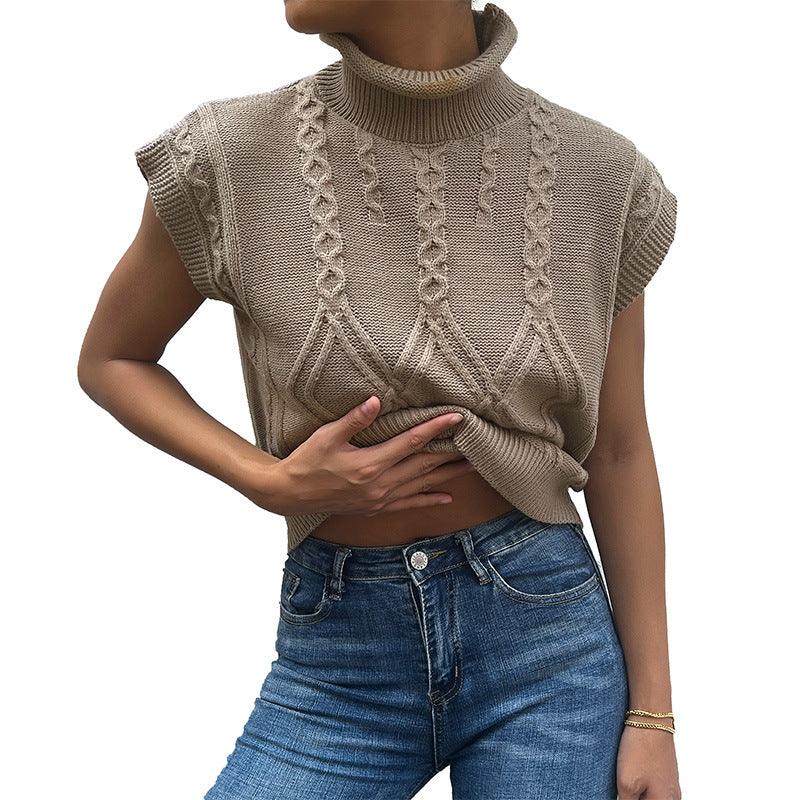 Femme Cozy Tricot torsadé sans manches Pull Chic und Stil